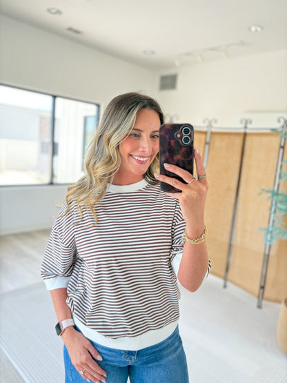 Striped Quarter Sleeve Top