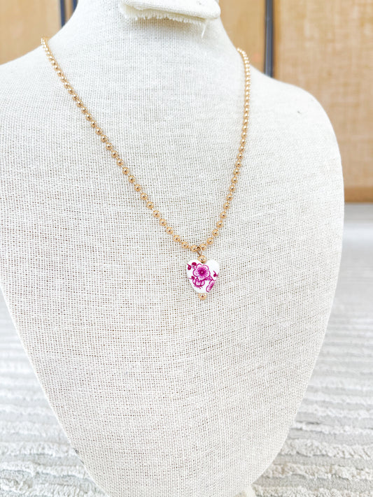 Beaded Heart Charm Necklace