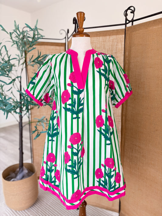 Floral Striped Mini Dress