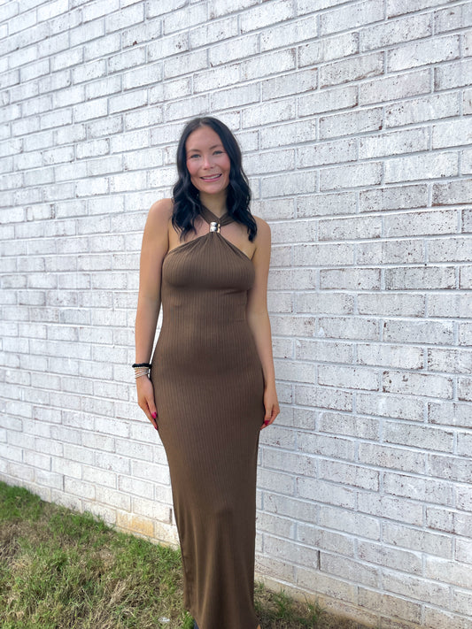 Gold Detailed Midi Dress