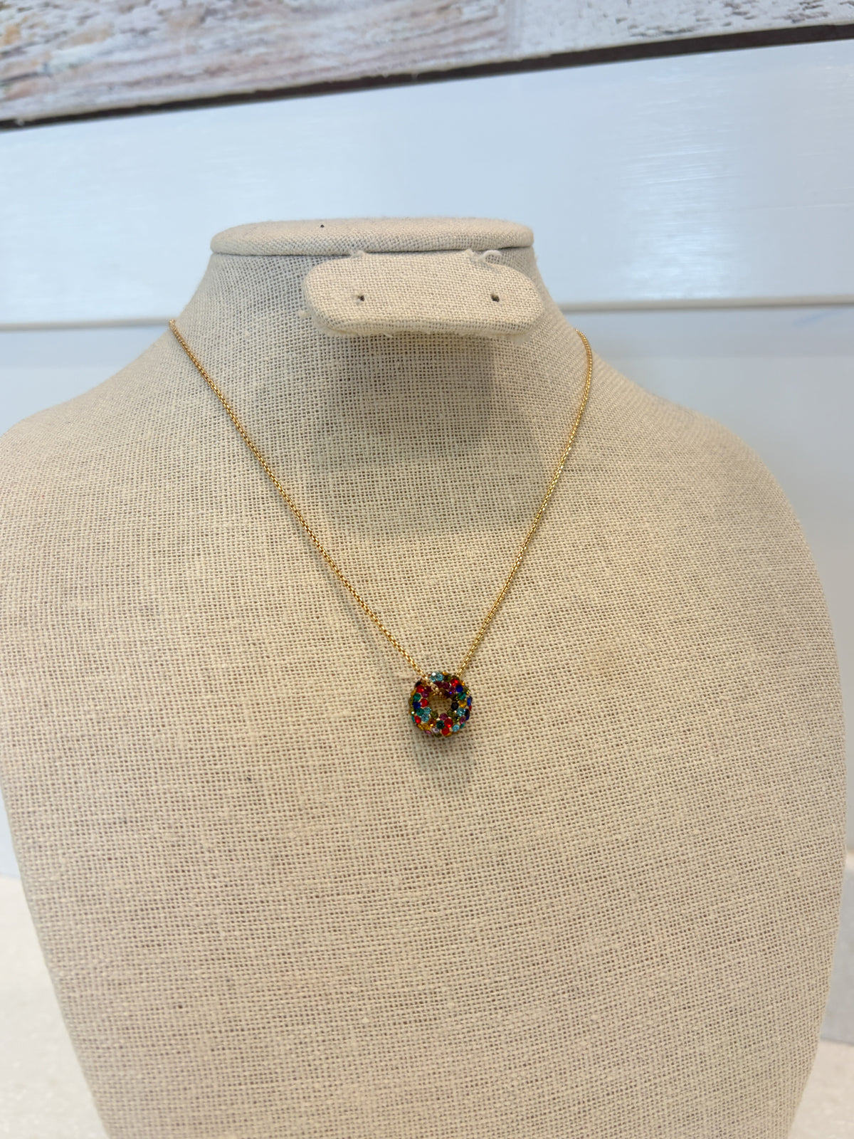 Multicolor Gemstone Hoop Necklace