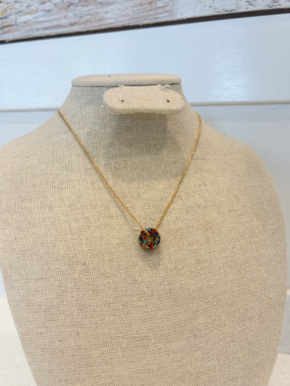 Multicolor Gemstone Hoop Necklace