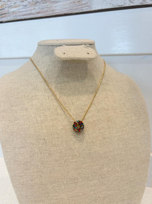 Multicolor Gemstone Hoop Necklace