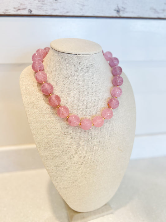 Large Beaded Necklace - Pink