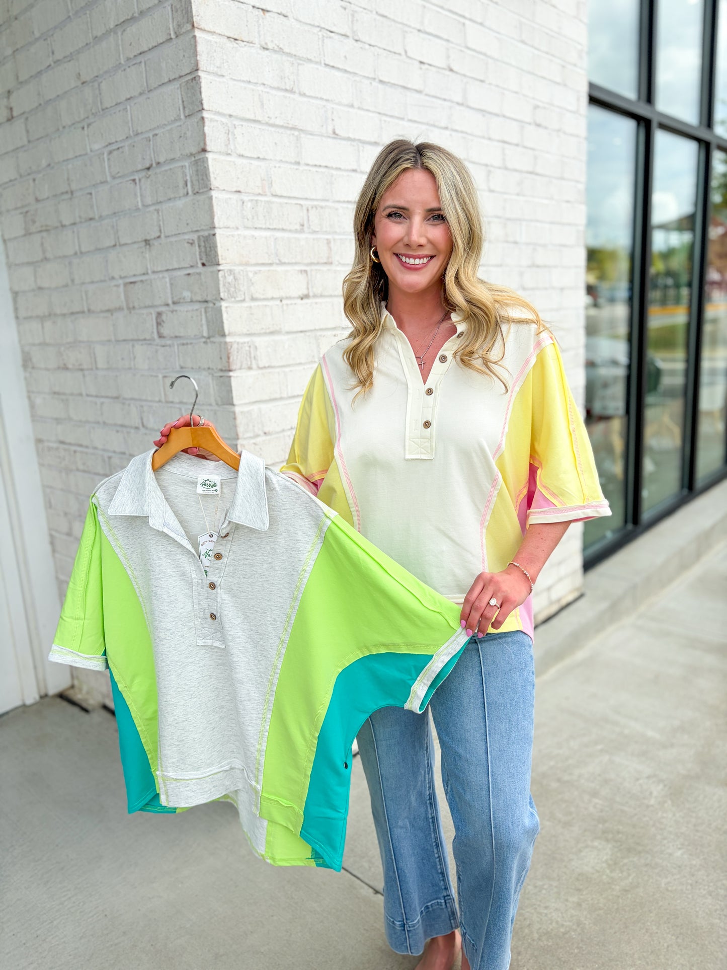 Crimson Color Block Top