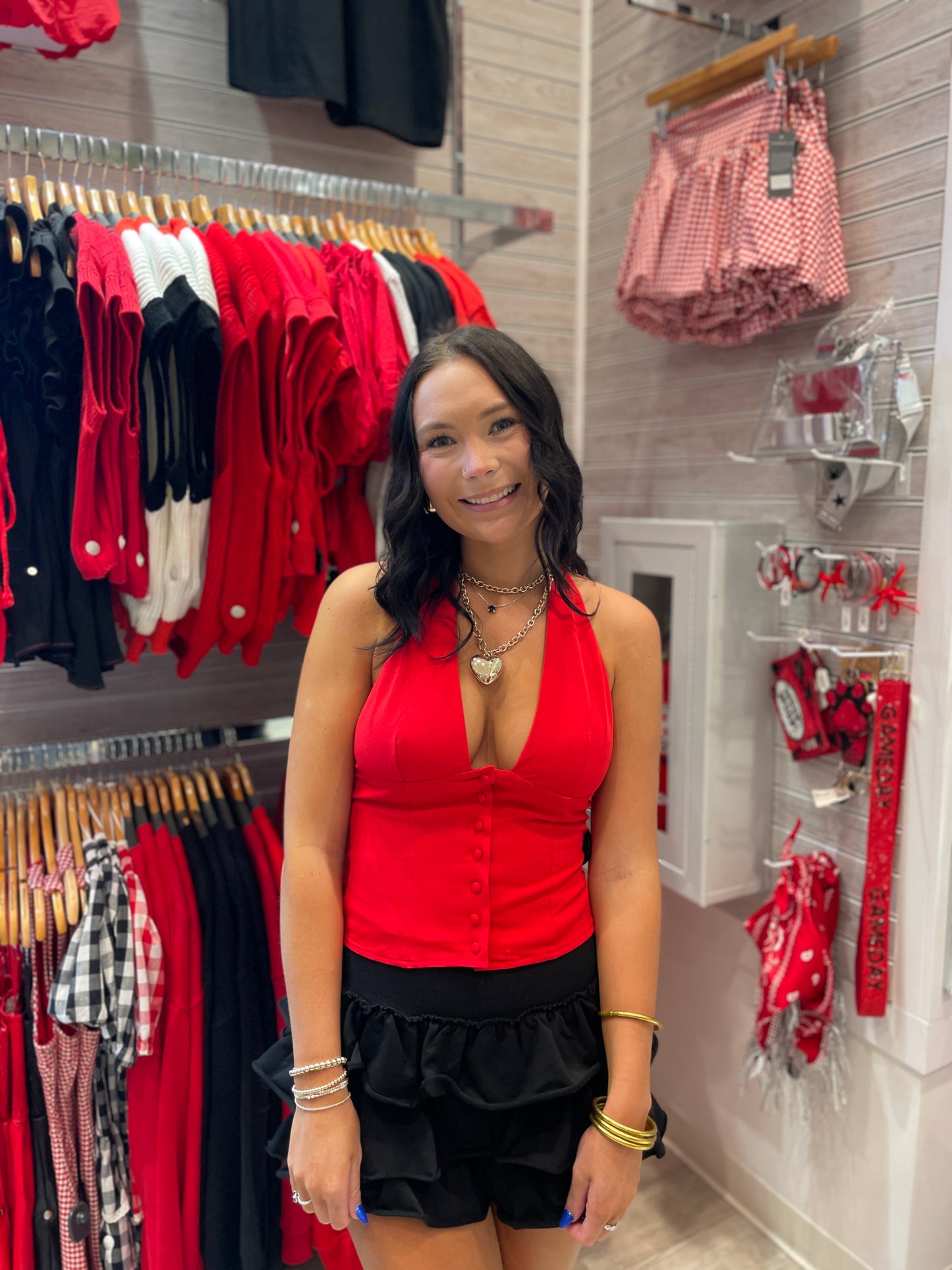 Button Up Halter Neck Top