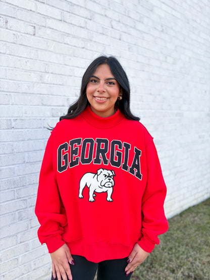 Georgia Mascot/Georgia Reversible Mock Neck Sweatshirt