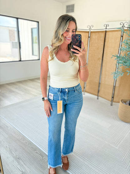 Risen Tummy Control Low Rise Straight Jeans