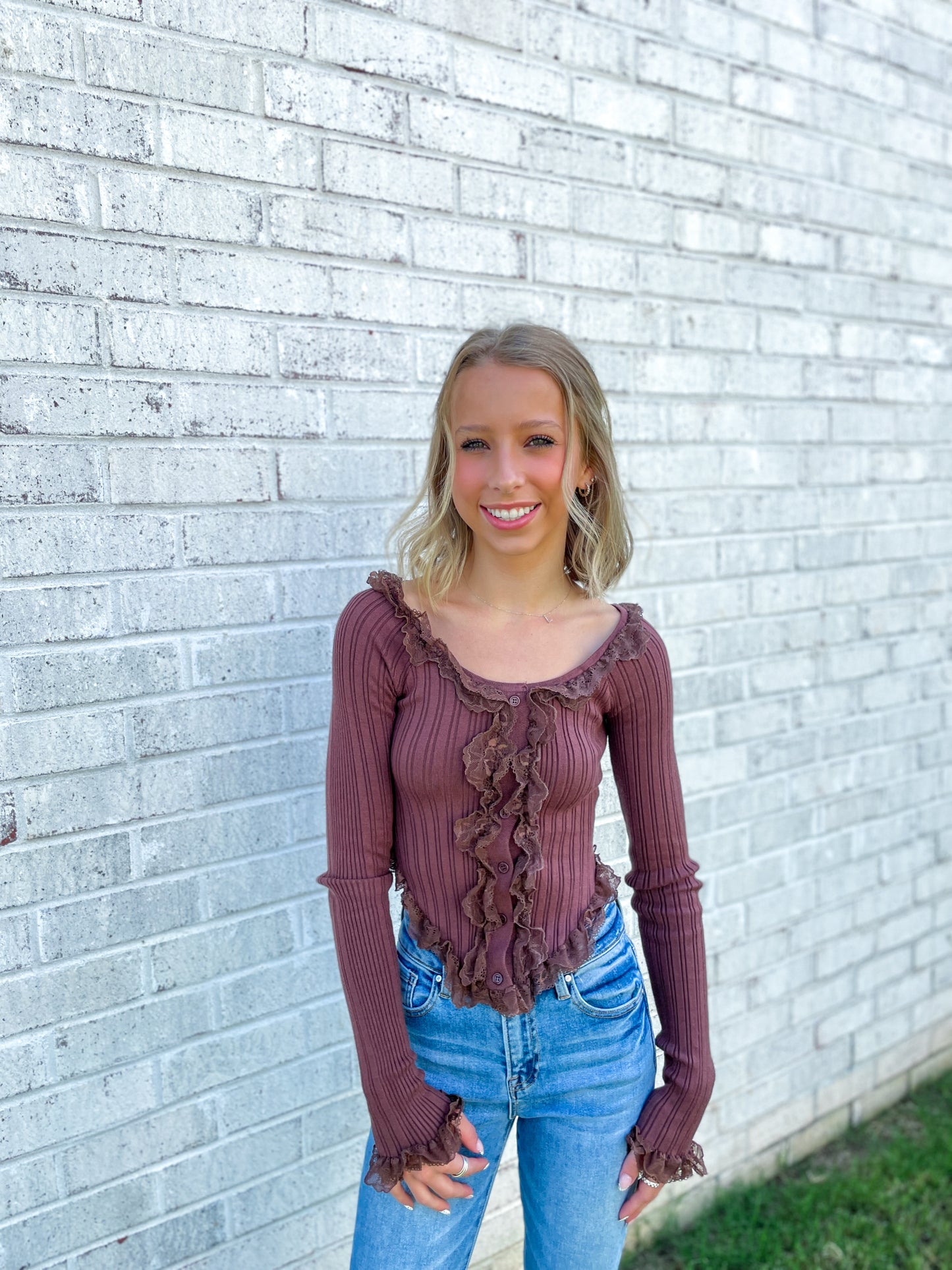 Lace Button Up Top