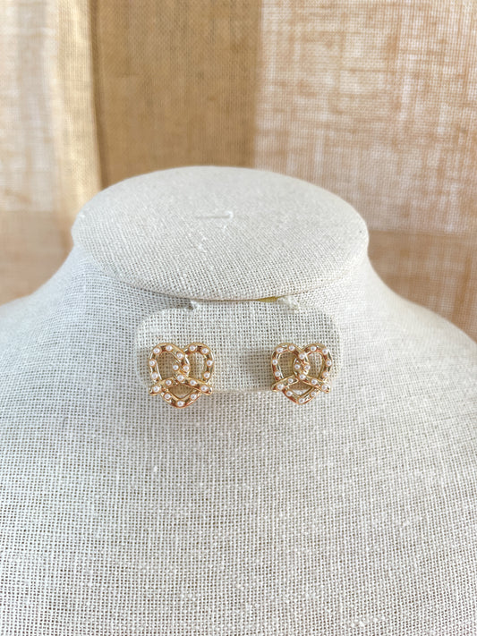 Pretzel Pearl Stud Earrings