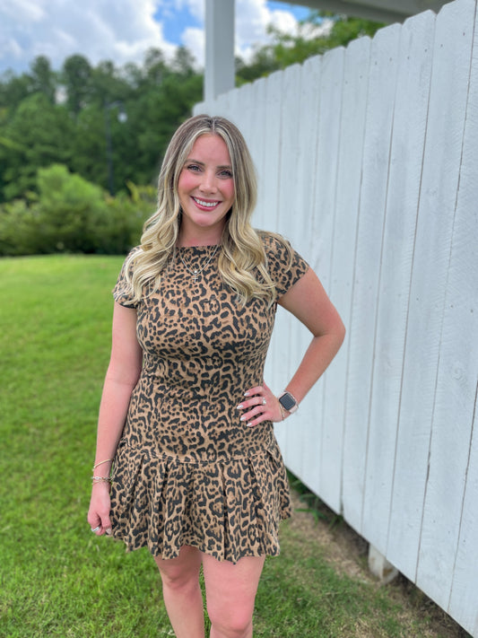 Cheetah Open Back Mini Dress