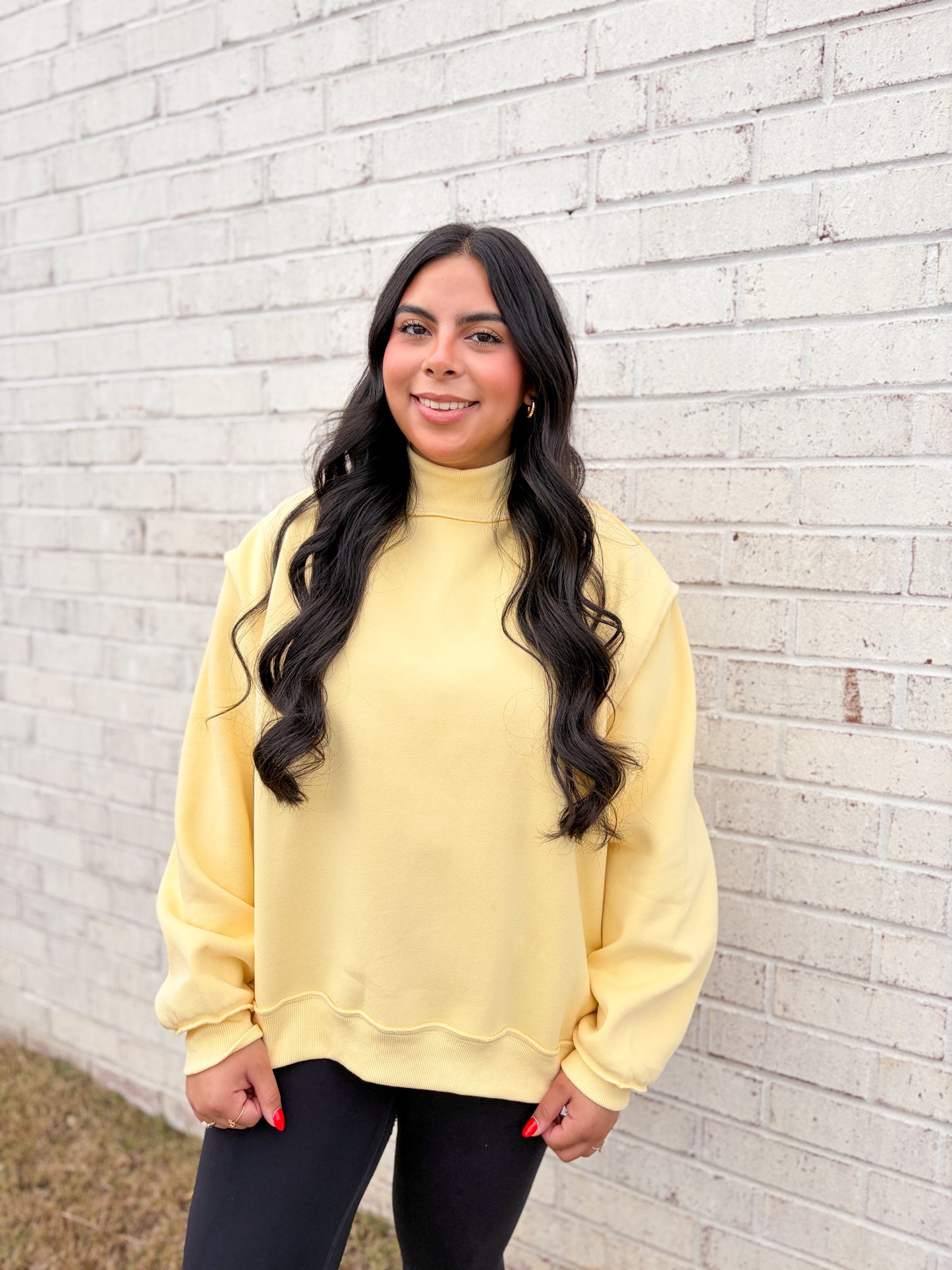 Solid Mock Neck Sweatshirt