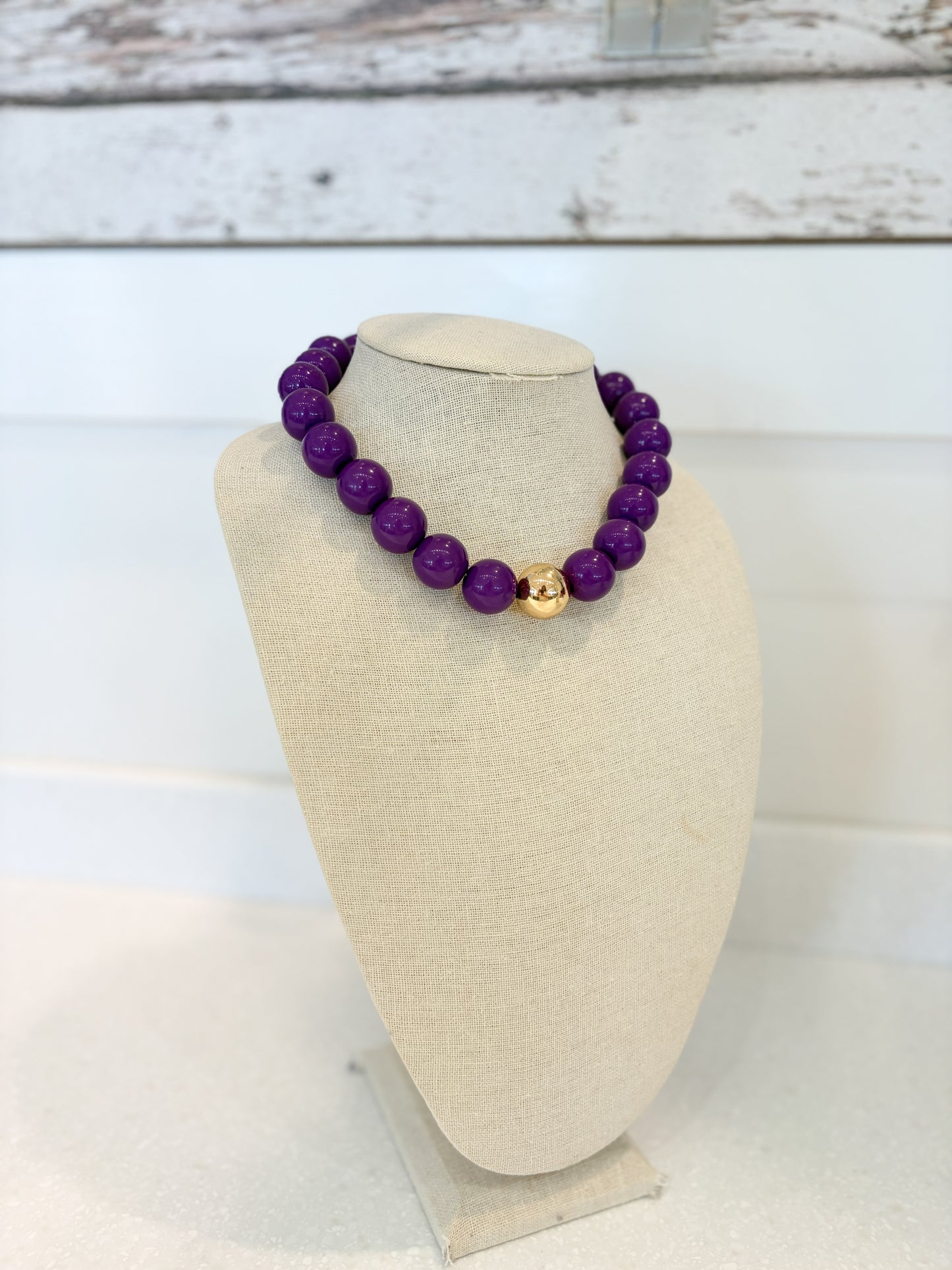 Bubble Beaded Necklace-PURPLE