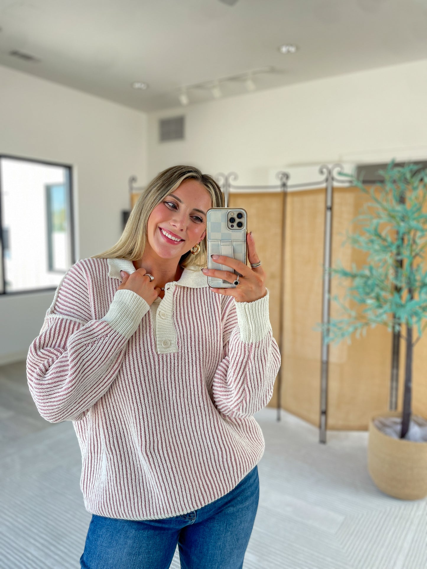 Striped Button Up Sweater