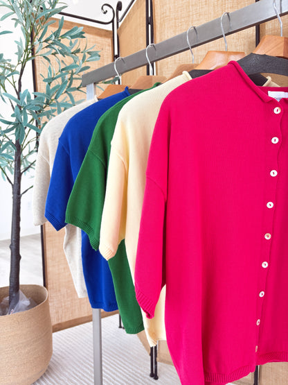 Short Sleeve Button Up Cardigan