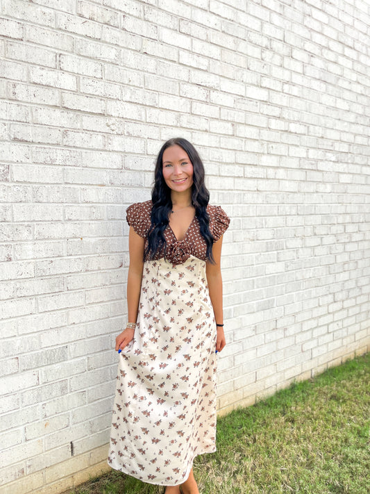 Rose Floral Midi Dress