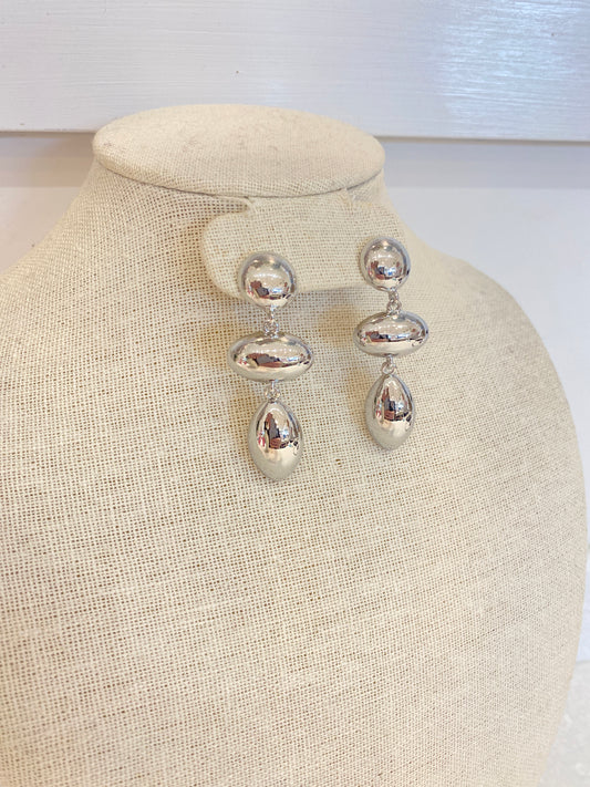 Chunky Silver Dangle Earrings