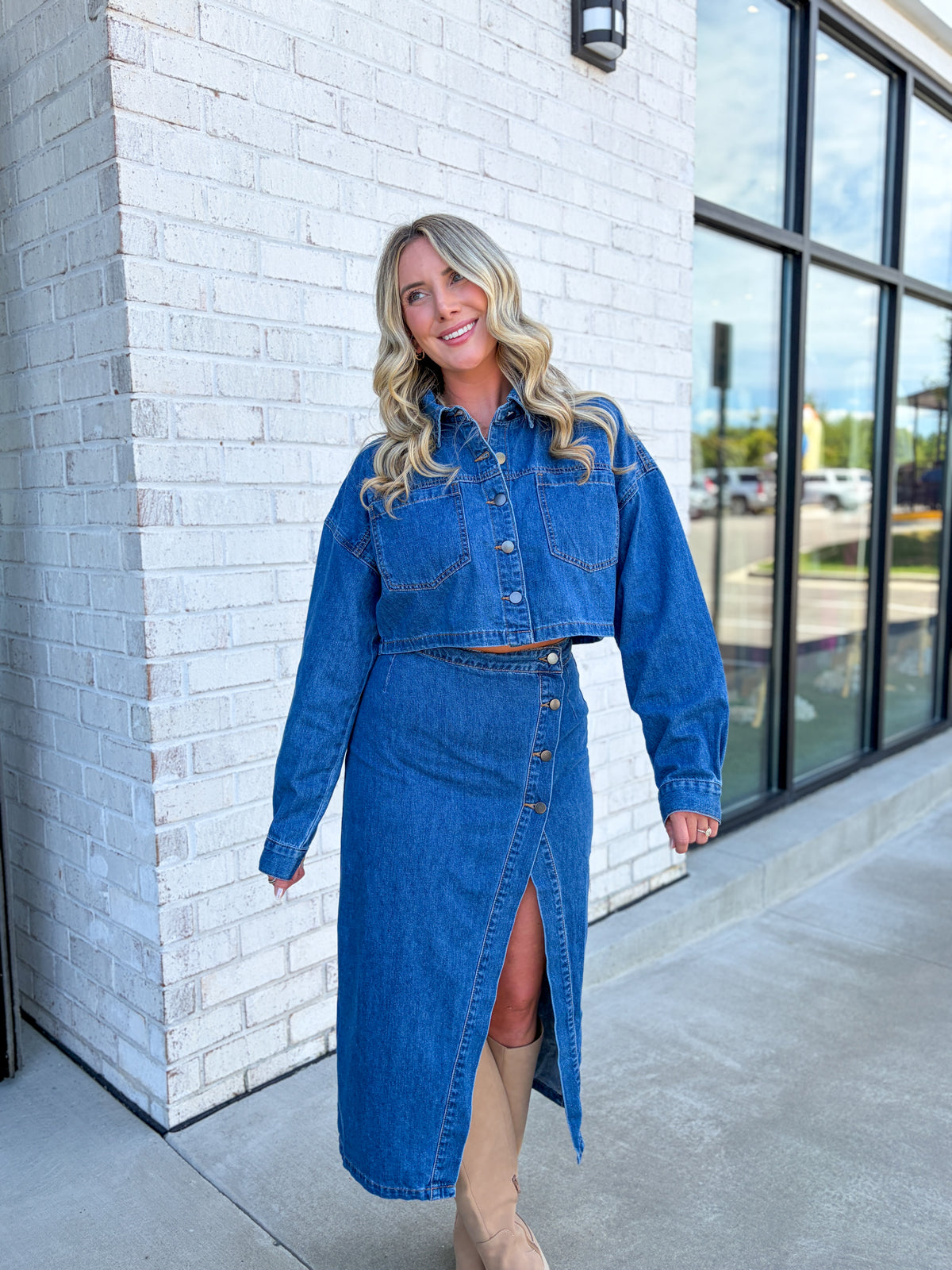 Emery Denim Skirt Set