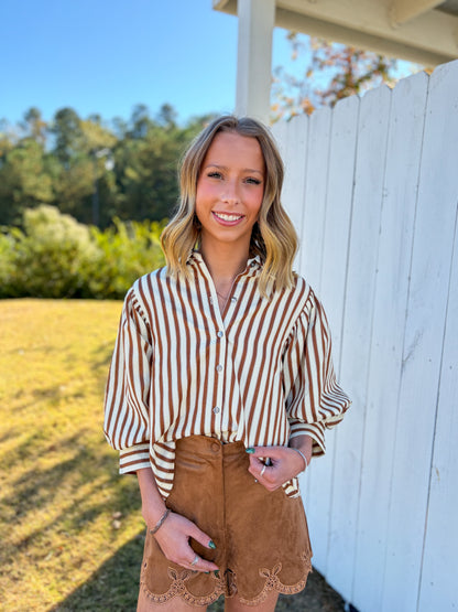 Huck Striped Blouse