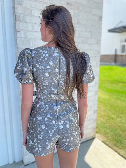 Classy Belted Floral Romper