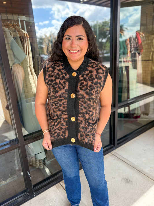 Leopard Sweater Vest