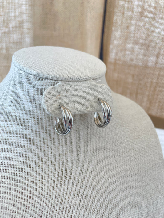 Twisted Silver Hoop Earrings