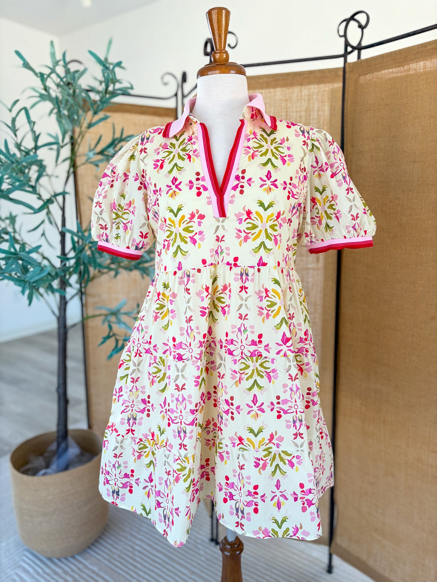 Patterned Babydoll Dress