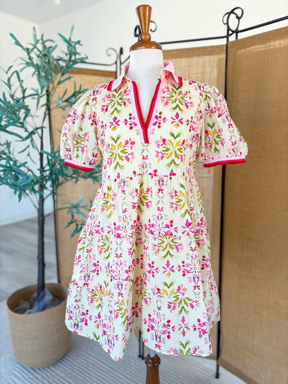 Patterned Babydoll Dress