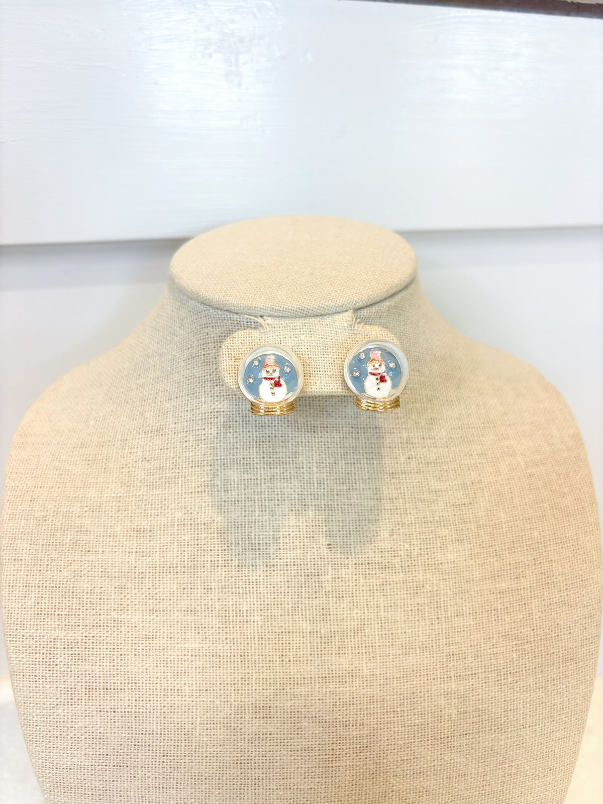 Snow Globe Snowmen Earring