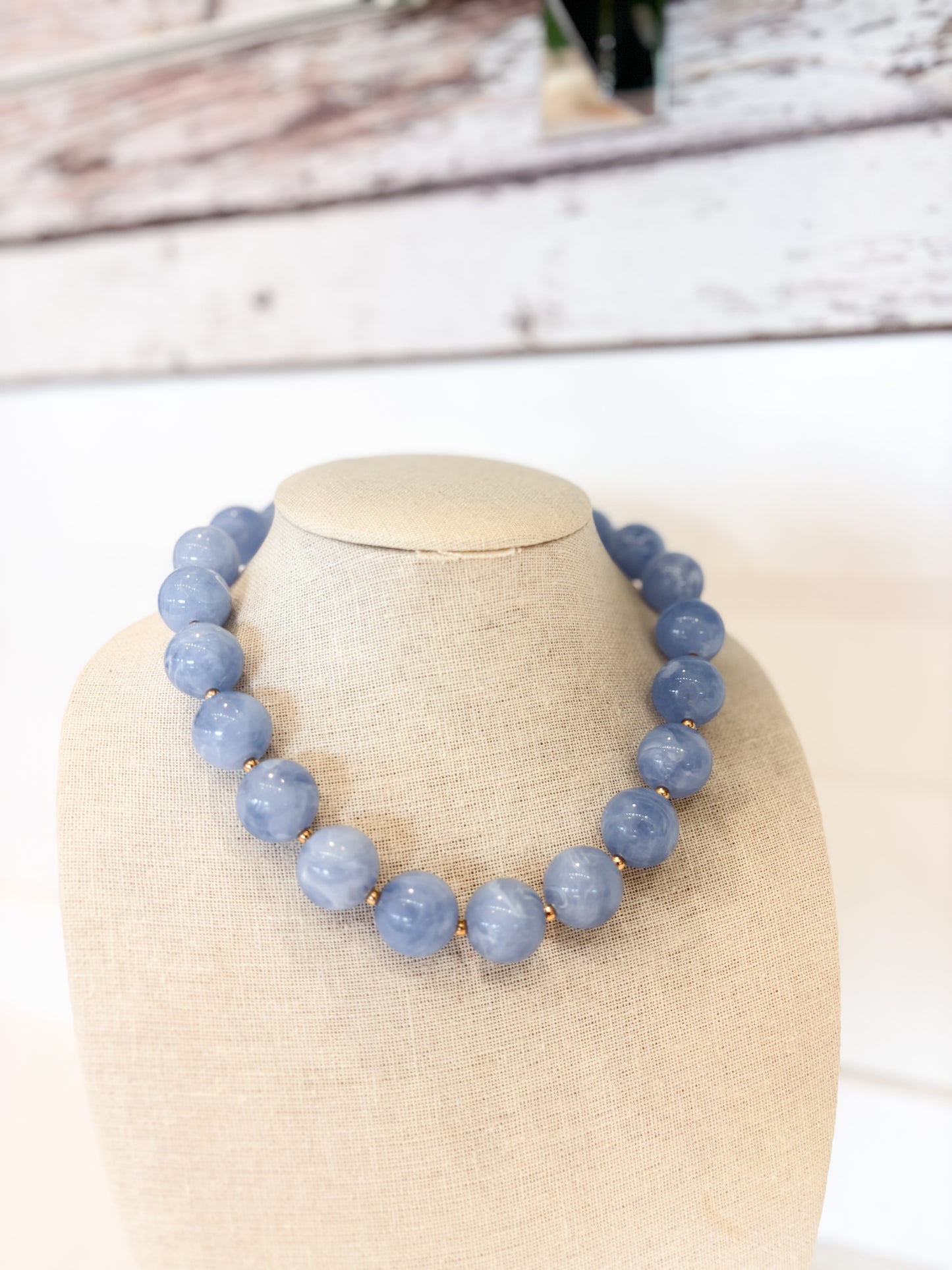 Large Beaded Necklace - Blue