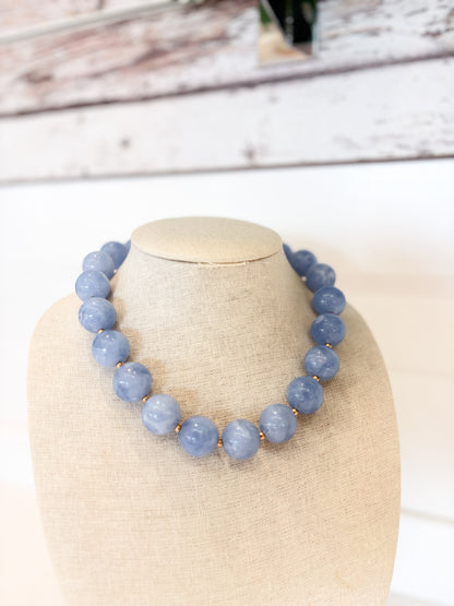 Large Beaded Necklace - Blue