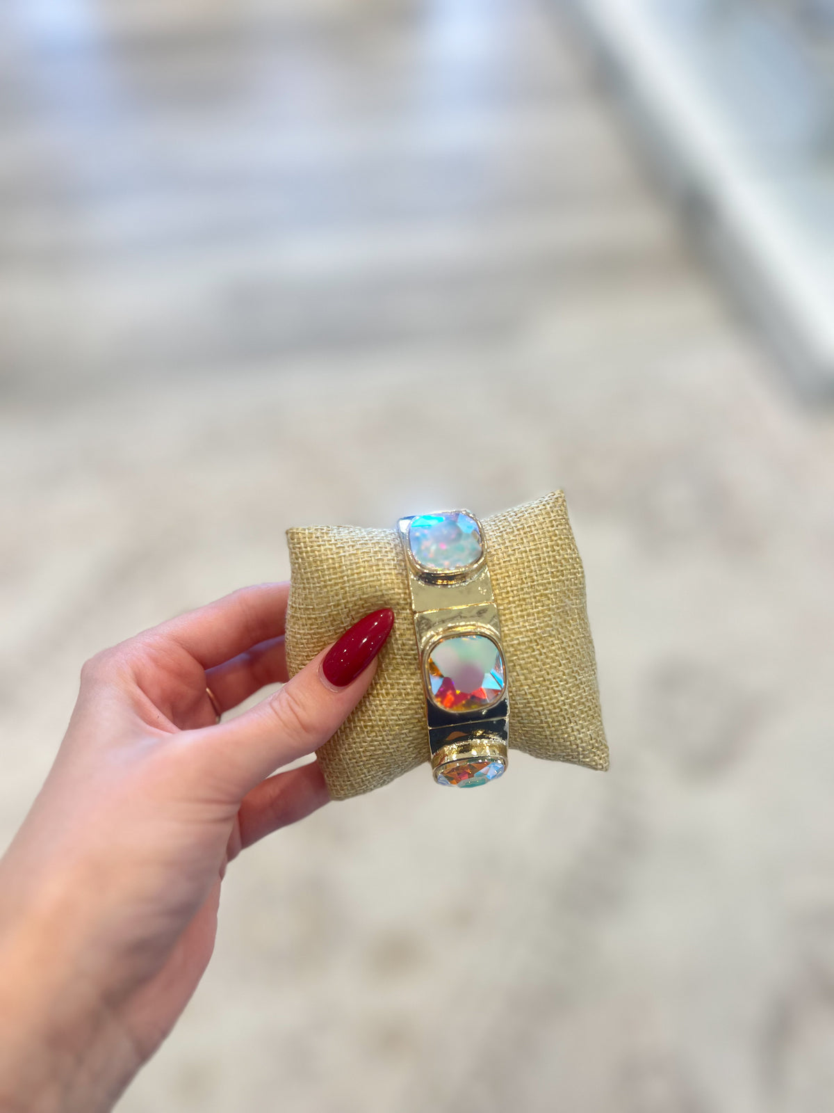 Iridescent Gemstone Chunky Bangle