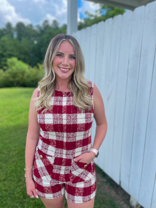 Plaid Pocket Romper