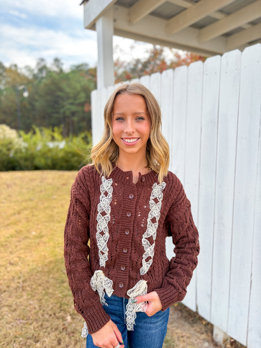 Thick Knit Lace Cardigan