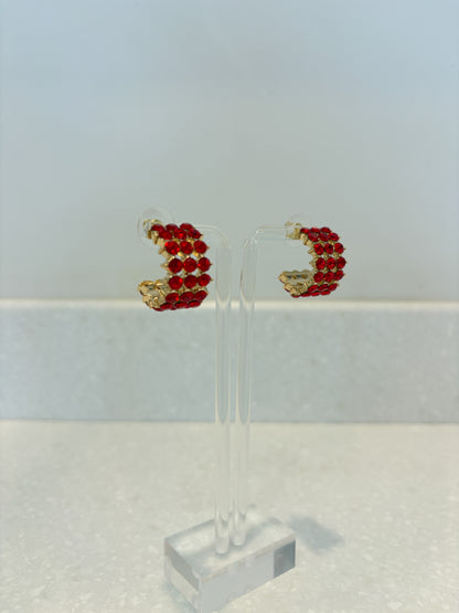 Red Gemstone Hoop Earrings