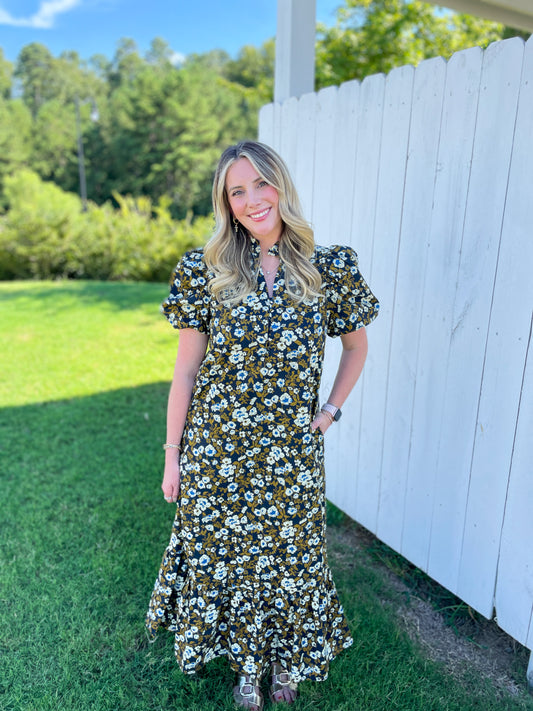 Lenore Puff Sleeve Midi Dress