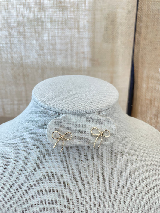 Gold Bow Stud Earrings