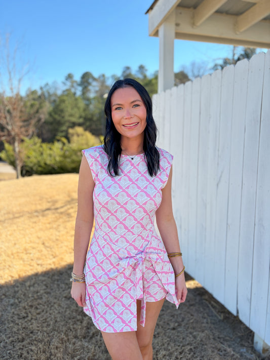 Floral Front Tie Athletic Dress