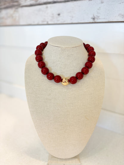 Bubble Beaded Necklace-BURGUNDY