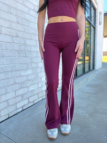 Burgundy Pinstriped Yoga Pant