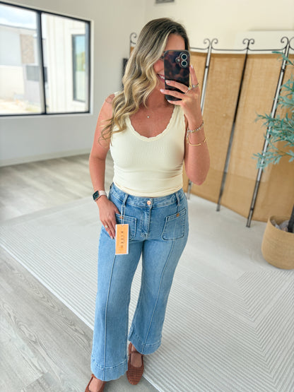 Risen High Rise Front Pocket Jeans