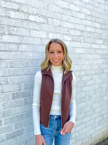 Ribbed Mock Neck Long Sleeve Top