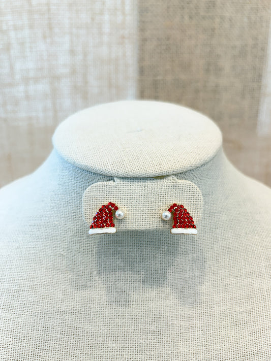 Stud Red Santa Hat Earrings