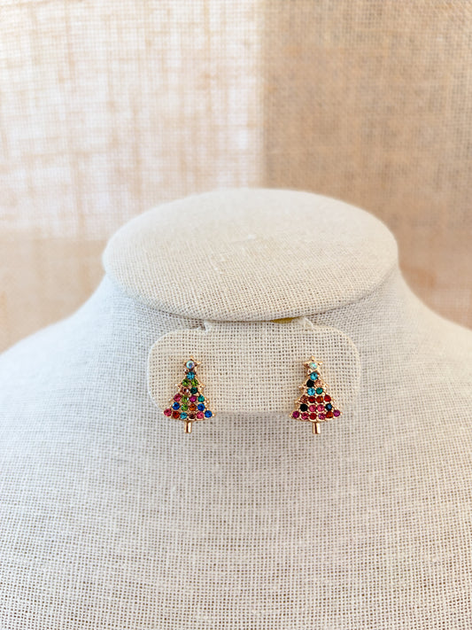 Stud Multi Color Tree Earrings