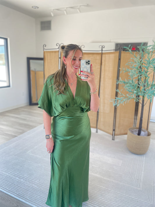 Silk V-Neck Maxi Dress