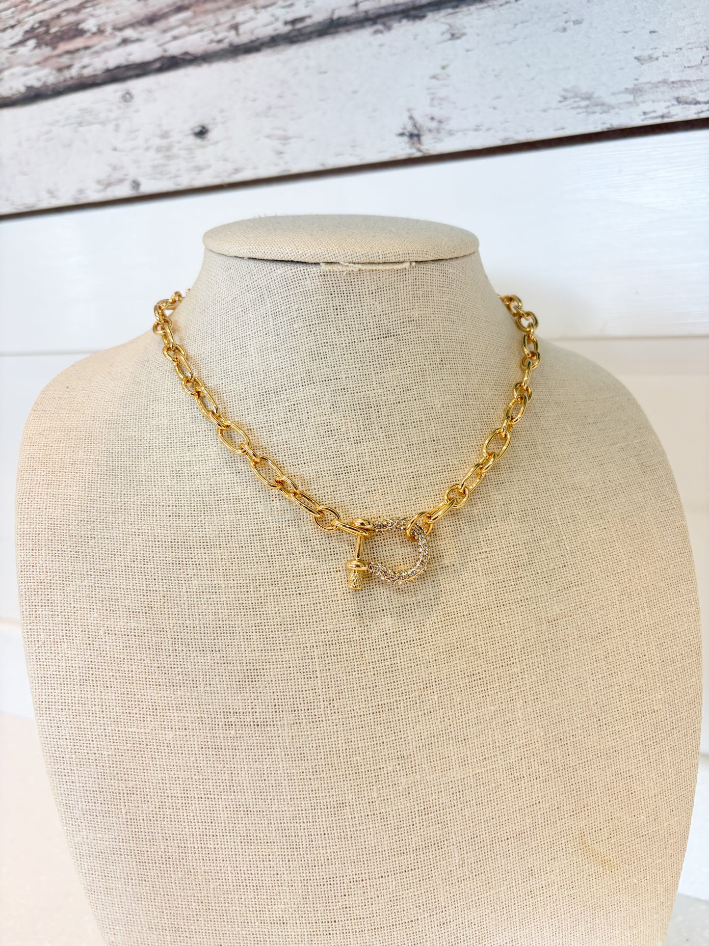 Rhinestone Buckle Necklace