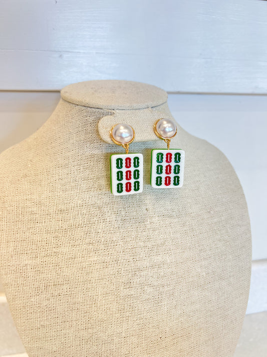 Bam Mahjong Tile Earrrings