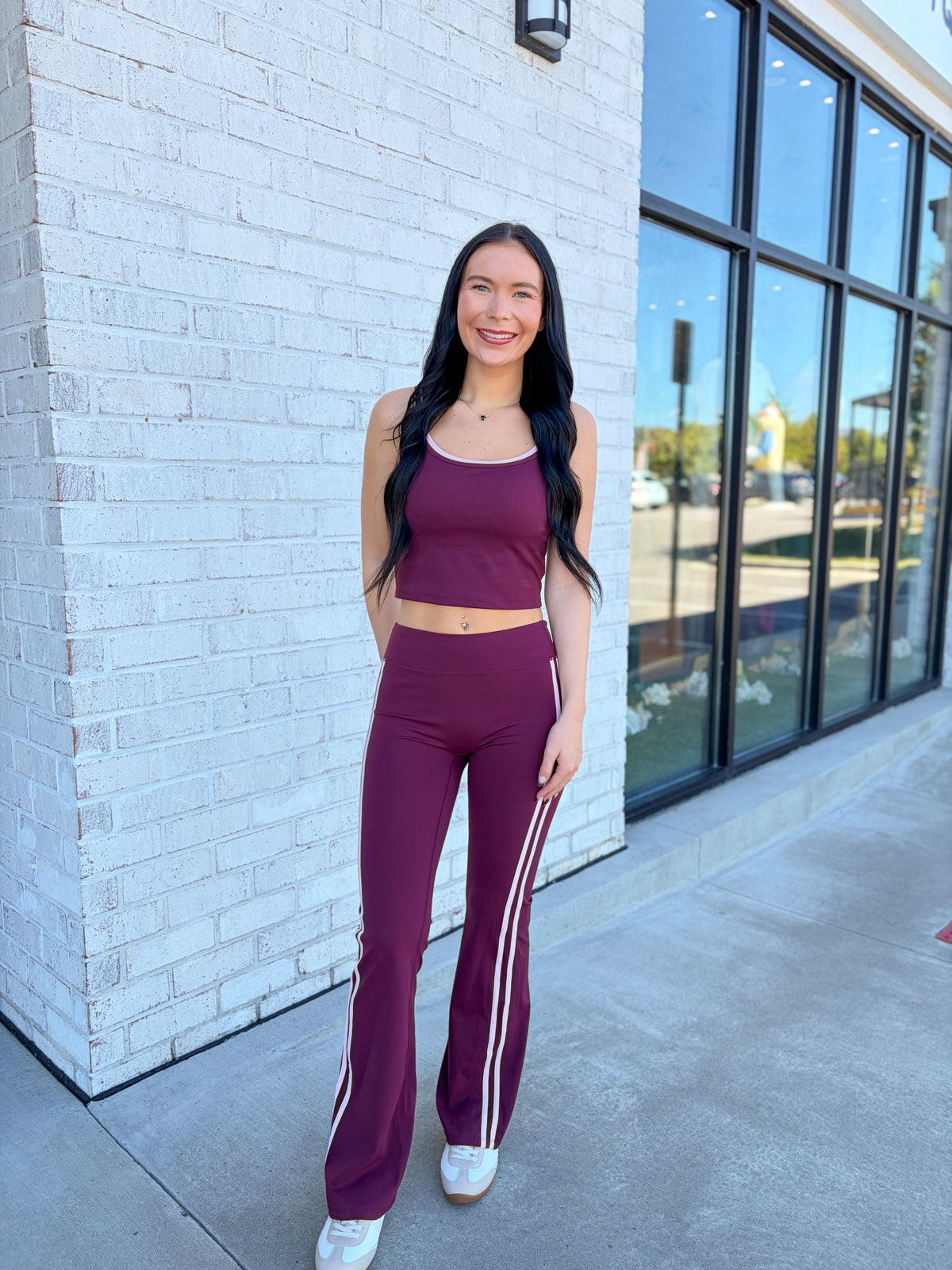 Burgundy Pinstriped Yoga Pant