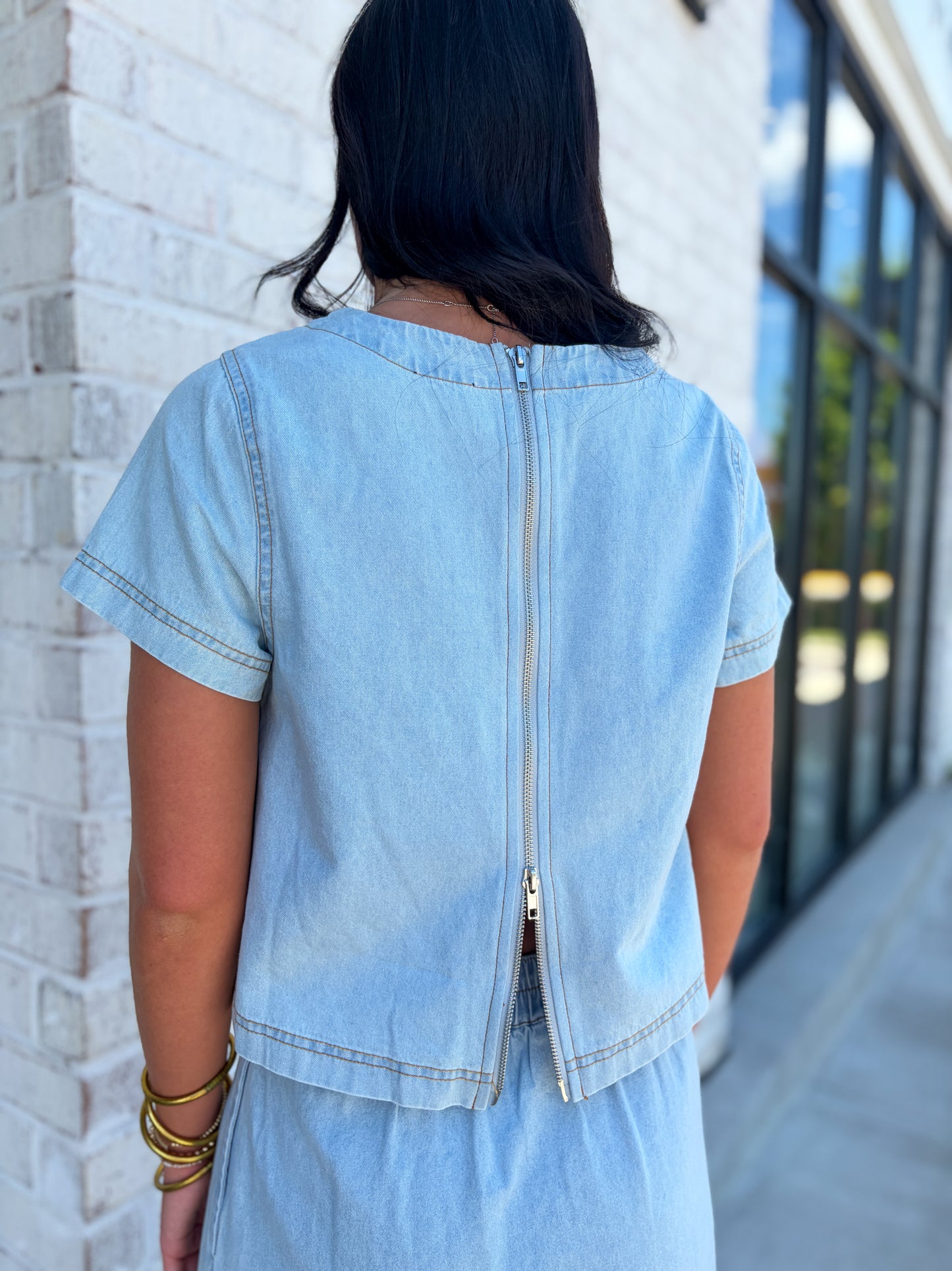 Sunny Denim Midi Skirt Set