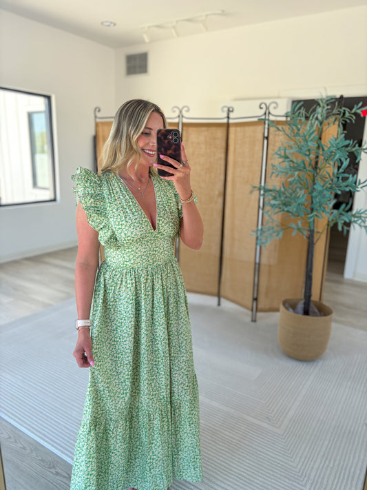Daisy V-Neck Midi Dress